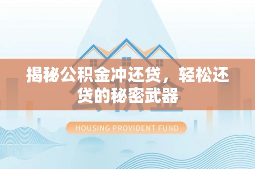 大武揭秘公积金冲还贷，轻松还贷的秘密武器